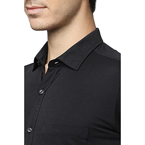 Image of Park Avenue Men's Cotton Blend Solid Pattern Slim Fit Narrow Collar Full Sleeve Formal Shirt