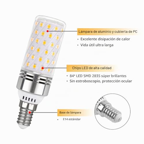 Miniatura 4 de Akynite Bombillas Led Maíz E14 12w Blanco Frío 6000k, 1450lm, Equivalente Lámpara Halógena 100w, Luz 360 Grados, 230v, Para Lámpara De Techo, No Regulable, Pack De 4