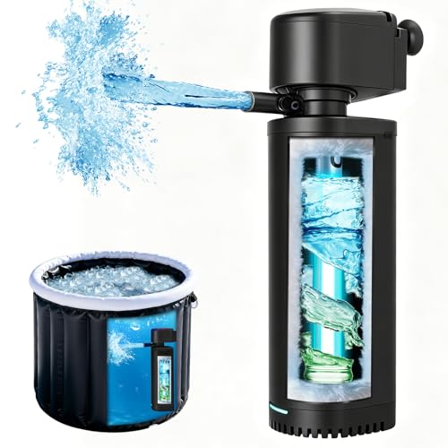 500 GPH Ice Bath Tub Filter for 100-1000 Gal Small Swimming Inflatable Pool & Cold Plunge Filter Tub Pool Filter with U-V Sanitation Green Cleaning Machine Powerful Pump for Saltwater Crystal Clear