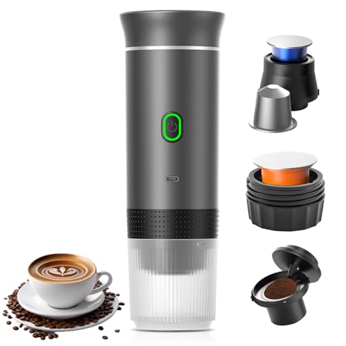 Aischens Cafetera Espresso Portátil Mini,Cafetera de Viaje Eléctrica con Calentamiento para Coche y USB-C,Compatible con Cápsulas NS y Café Molido,Máquina de Café Pequeña para Acampada y Senderismo Aischens Cafetera Espresso Portátil Mini,Cafetera de Viaje Eléctrica con Calentamiento para Coche y USB-C,Compatible con Cápsulas NS y Café Molido,Máquina de Café Pequeña para Acampada y Senderismo