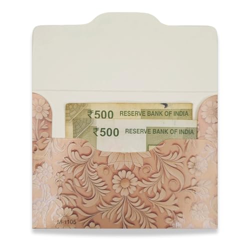 Image of Fonsie cash shagun Pocket small size (4.53 * 3.35 inches) fancy design envelopes pack of 30 for gifting money on wedding gift, baby shower gift, shagun, family gatherings, Cream flower..