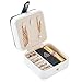 Produktbild iSuperb Schmuckkästchen Reise Schmuckbox Leder Schmuckkoffer Klein Jewelry Box für Damen und Mädchen 11×9×6 cm (Weiß)