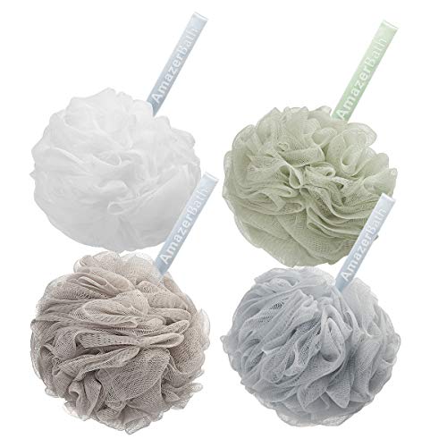 AmazerBath Shower Loofah Sponges, 60g exfoliating Bath Sponges for Body Wash Bathroom Men and Women - Set of 4, Neutral Colors