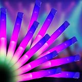 Varillas de espuma LED, 12 varillas luminosas de espuma, 18.5 pulgadas iluminadas, suministros de fiesta portátiles intermitentes para bodas, cumpleaños, raves, conciertos, Halloween, coloridos, ilum