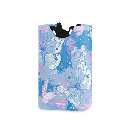 Jihqo Laundry Hamper Basket Tie-dyed Butterfly Print Collapsible Nursery Storage Bin Waterproof Clothing Baskets for Home Bedroom Bathroom Washing Room