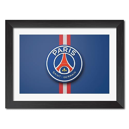 Image of TenorArts PSG Football Club Poster 3D Leather Textured Logo Laminated Photo Frame Painting with Matt Finish Black Textures(12 inches x 9inches)