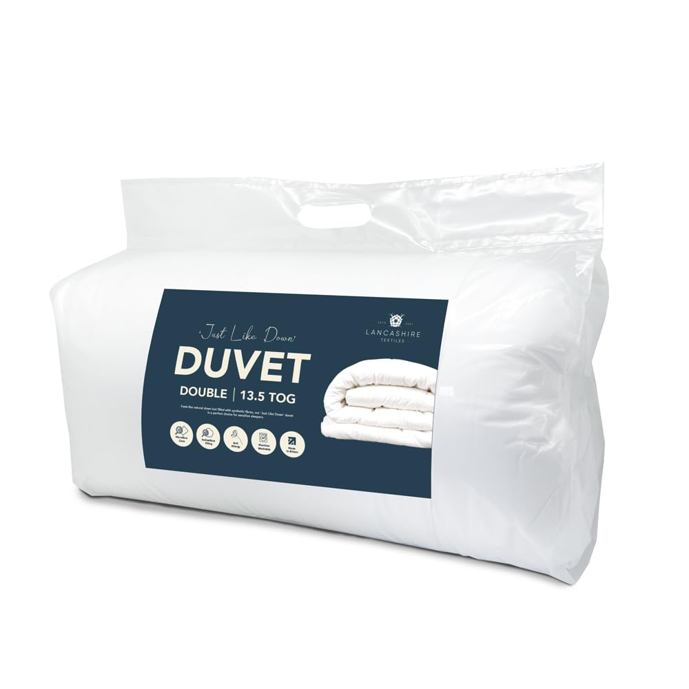 Lancashire Textiles 13.5 Tog British Anti Allergy Microfiber Duvets | All Year Round Soft & Fluffy Duvet | Available For Single, Double, King & Super King (Double, 200 X 200 Cm)