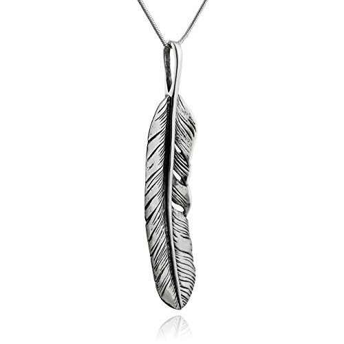 FashionJunkie4Life Sterling Silver Feather Pendant Necklace