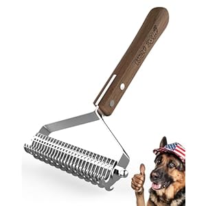 Extra Large 2-Sided Undercoat Rake for Dogs & Cats, Dog Brush for Shedding Remove Mats, Dematting Comb,Gentle Grooming Brush for German Shepherds Medium to Long-Haired Pets(Rare&Premium Walnut Handle) Extra Large 2 Sided Undercoat Rake for Dogs Cats Dog Brush for Shedding Remove Mats Dematting CombGentle Grooming Brush for German Shepherds Medium to Long Haired PetsRarePremium Walnut Handle