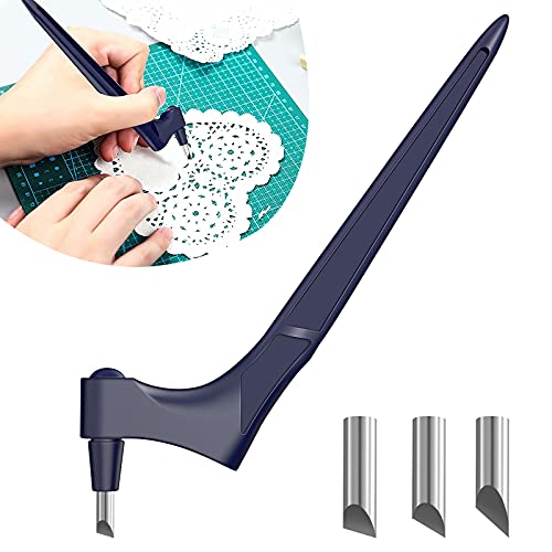 Craft Cutting Tools, 360 Degree Rotating Cutter Blade Stainless Steel Craft Knives, Handhled Paper-Cutting Tool with 3 Cutter Heads for Scrapbooking,Stencil,Stickers,Washi Tape