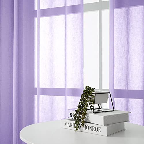 Amdxd Sheer Curtains For Bedroom Purple, Window Curtain Decor Solid Color Polyester 2 Panels Modern Drapes For Living Room 42X84Inch(107X214Cm) #TOP1