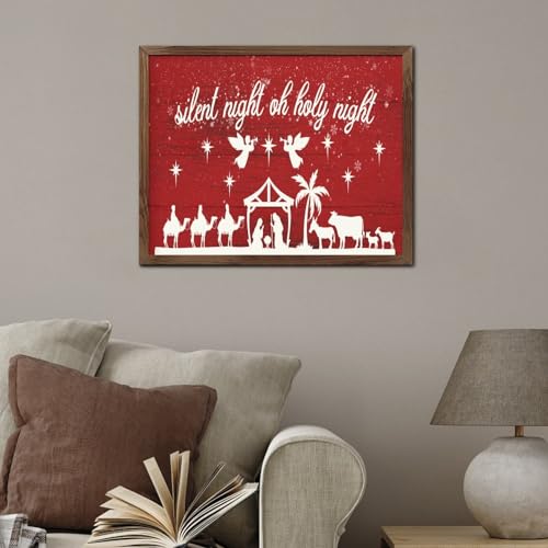 Panneau mural bois Merry Christmas deco ferme chretienne retro - 5