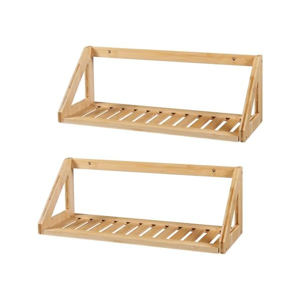 [en.casa] Wandregalset Gjerdrum Hängeregal im 2er Set schwebende Regale Bücherregal 43x15x15cm Wanddeko aus Bambus für Badezimmer, Küche