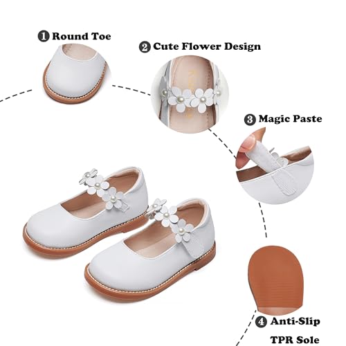 Image of Kiderence Toddler Girl Mary Jane School Uniform Dress Shoes Oxford Flats | Wide Toe Box Great Comfort for Student Shoe and Flower Girl Shoe for Wedding, Parties, Church