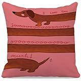 grapehiker Dachshund Pillow Covers 18x18, Valentine's Day Gifts for Girlfriend Wife, I Love You Gifts for Her, Funny Dachshund Gifts, Dachshund Gifts for Dachshund Lovers, Dachshund Decor for Home