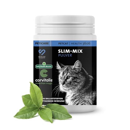 Peticare Diät Schlank Vital Pulver für Katzen | Unterstützt Abnehmen-Prozess und Gewichtskontrolle | Verringert Übergewicht & stärkt Sättigung | natürliches Ergänzungsfutter | petCat Health 3606