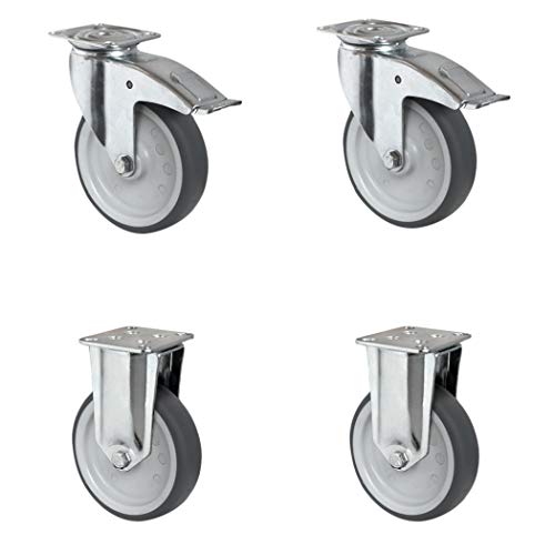 cascoo settafa150p2t2p0 N rollo de 2 ruedas con tope, 2 ruedas fijas, polipropileno, 150 mm de diámetro, o ruedas, cojinete de deslizamiento, spurlos, carga máxima 300 kg (4 unidades) Cover