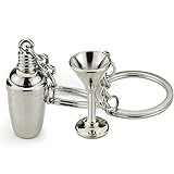 luzen 2Pcs Creative Cocktail Shaker and Cup Shape Keychains Personalized Metal Key Chains Pendant Keyring Hanging Charm for Men and Women Gift, Silver