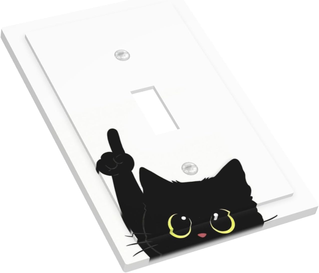 Decorative Light Switch Covers Funny Cute Black Cat Single Toggle Light Switch Cover Plate 1 Gang Outlet Covers Wall Plate Electrical Device Switchplate Dimmer Faceplate for Bathroom Decor