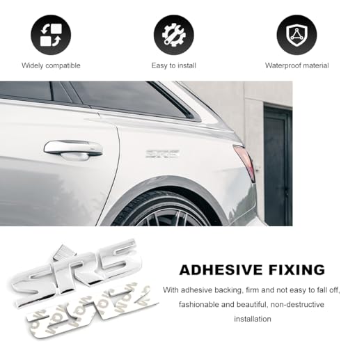 Image of 2 PCS SR5 Metal Emblem, 3D SR5 Nameplate Logo Badge Sticker Car Bumper Decal, Self-Adhesive Metal Emblem Sticker Exterior Decor for Vehicle Trunk Tailgate Side Fender (Silver)