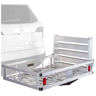 Elevate Outdoor Lightweight Aluminum Tray Premium Cargo Carrier, 47" Loading Ramp for Class III or IV 2" Hitch Receiver, Extra-Large 500 lbs Capacity