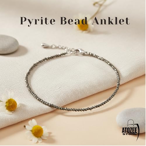 Image of ATOZEE Raw Pyrite Anklet for Women | Natural Pyrite Stone Crystal Anklet Bracelet | Adjustable Handmade Anklet Jewelry for Girls & Women | For Gift and Daily Wear