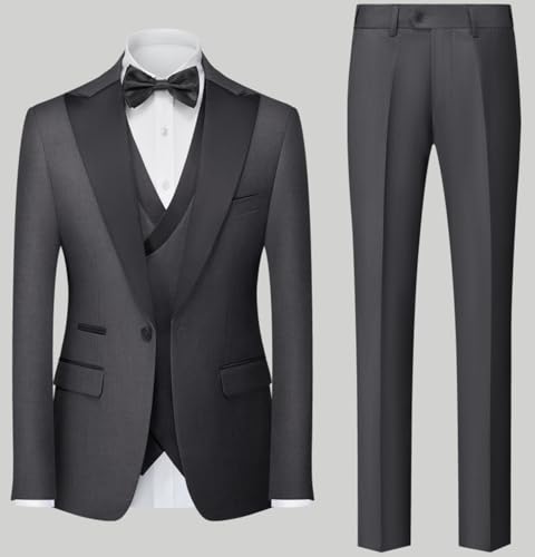 VENNYNG Men's Wedding Suits Slim Fit Formal Suit Daily Business 3 Piece Single Breasted One-Button4