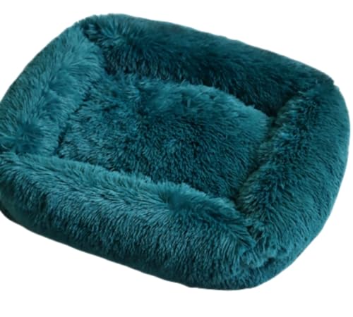 Smedic通年対応の犬用ケージ卸売 冬季用厚手保温 ふわふわ ペット用ベッド 快適な睡眠 滑り止め (L,青緑色)
