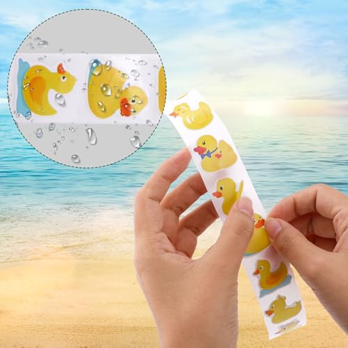 Tinoaly 1000 Stück Gelbe Gummienten-Aufkleber, Süß Enten Aufkleber Dekorative Etikettenaufkleber für Wasserflasche Sammelalbum Notizbuch Tasche Dekoration (2 Rollen)