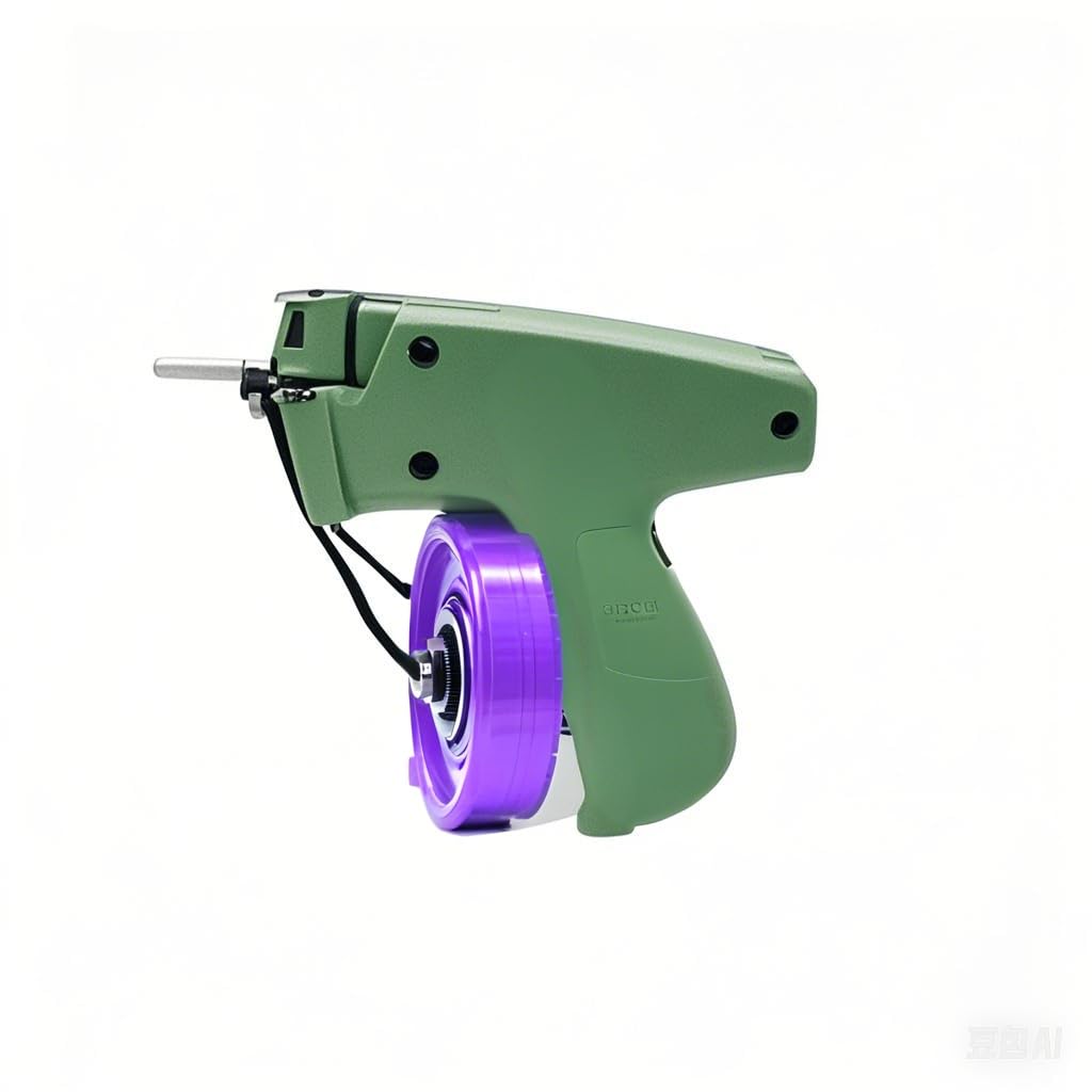 Pistolet do szycia ubrań, pistolet do metkowania ubrań, miniaturowy pistolet do obszywania ubrań, wyposażony w 6 cienkich igieł i 1600 czarnych i 1600 białych mikrozapięć (Fioletowo-zielony)