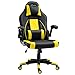Vinsetto Silla Gaming Ergonómica Silla de Oficina Giratoria con Altura y Reposabrazos Ajustables Reposacabezas Cojín Lumbar Cuero Sintético 70x71x114-122 cm Amarillo