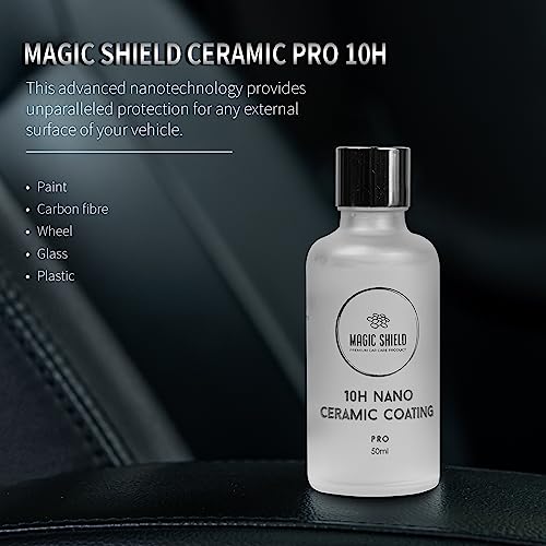 Magic Shield Ceramic Coating Pro 10H - Advanced Sio2 Technology For Ultimate Vehicle Protection - Candy-Like Gloss - Self-Healing - Easy Installation - 50Ml All-In-One Kit For Cars, Motorcycles, Rvs, And Boats #TOP2