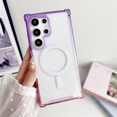 Coque Samsung S24 Plus rose violet transparente pour recharger sans fil partout