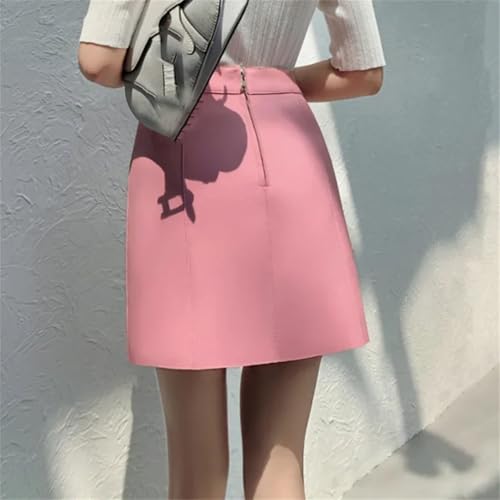 Women Leather Mini Skirt High Waist Vintage A-Line Skirt Office Work Solid Mini Skirt2