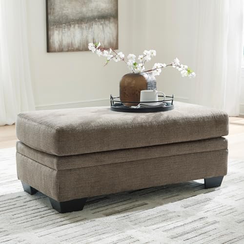 Image of Signature Design by Ashley Stonemeade Upholstered Ottoman, Oversized Contemporary Footrest, 100% Polyester Chenille, Ideal for Living Room Seating, Nutmeg Brown, 44 inch W