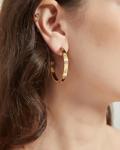 Love Friendship Hoop Earrings Set for Women 18K Gold and Silver Stainless Steel with Cubic Zirconia Stones Jewelry4