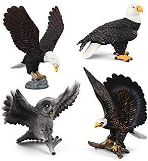 Simulated Bald Eagle Owl Model Realistic Bird Figurines Plastic Eagle Action Figure for Collection, Set of 4