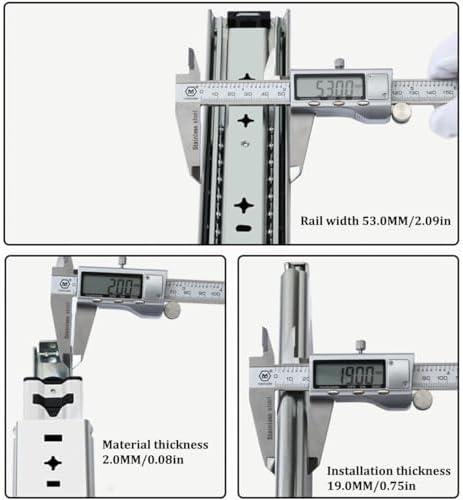 Generic Drawer Slides 1 Pair Locking Rail Tool Box Glides 250lbs Load Capacity Side Mount Ball Bearing Runners 10 22 28 34 46 50 54 58 60 Inch 3-Fold Full Extension(400mm/16inch)