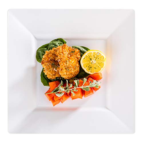 Restaurantware 10.8 x 10.8 x 0.5 Inch Party Plates 100 Disposable Plastic Dessert Plates - Square Heavy-Duty White Plastic Salad Plates Serve Sides Or Appetizers For Weddings Or Catering