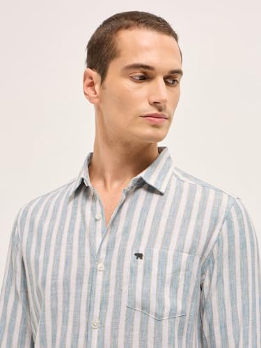 Image of THE Bear House Men's Slim Fit Black Cotton Solid Woven Shirt