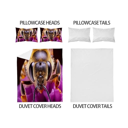 Housse de couette super king 260x220 microfibre anti-plis imprimé abeille - 4