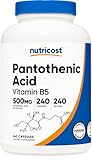 Nutricost Pantothenic Acid (Vitamin B5) 500mg, 240 Capsules