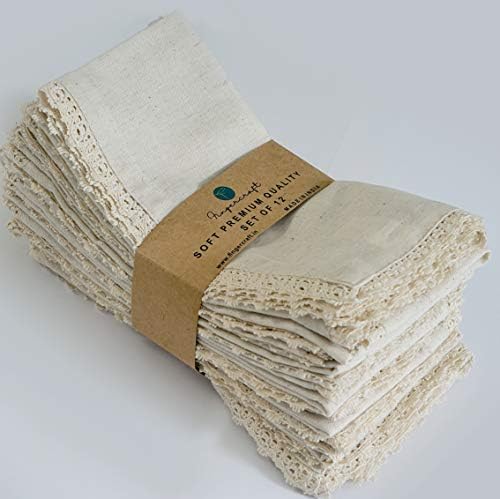 FINGERCRAFT Dinner Cloth Napkins, Cotton Linen Blend Fabric 12 Pack White Easter Special, Premium Quality, Mitered Corners for Every Day Use Napkins are Pre Shrunk and Good Absorbency White