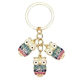 Aavedge Blue Owl Keychain, Key Chains Women Cute, Premium Enamel Cute Owl Durable Car Keychain for Women & Girls. Adorable Key Ring.