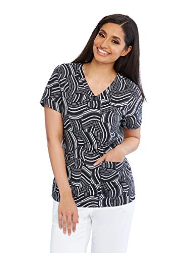 BARCO Grey's Anatomy 41386 Women's Two Pocket V-Neck Print Scrub Top Sound Wave XS