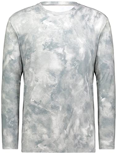 Holloway Sportswear Cotton-Touch Poly Cloud Long Sleeve Tee L Silver Cloud Print #TOP2