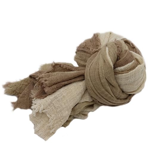 Honra Newborn Photography Wraps Baby Photo Posing Props Boy Girl Photoshoots Cheesecloth Gradient Fringed Vintage Blanket (Coffee)