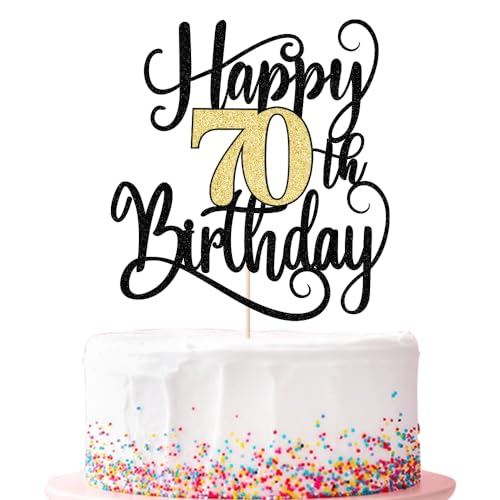 Ruscalin happy 70th birthday cake topper,70 birthday party cake decorations