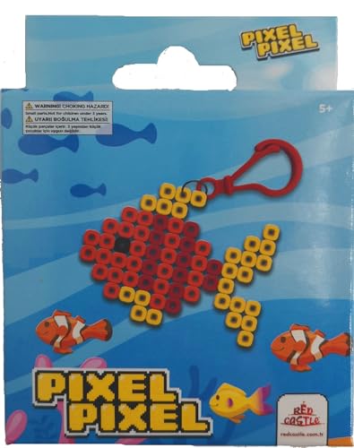 Bügelperlen-Set mit passender Vorlage und Schlüsselanhänger | Kinder-DIY Steckperlen | perfekt als Mitbringsel kreatives Geschenk (Fisch)