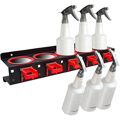 Marsrut Spray Bottle Holder Wall Mount for Car Detailing, Can Holder Hook for Cabinet, Auto Cleaning Tools, Storage Rack Organizer Aerosol With 5 Holes And 5 Plastic Hanging Hooks Cover
